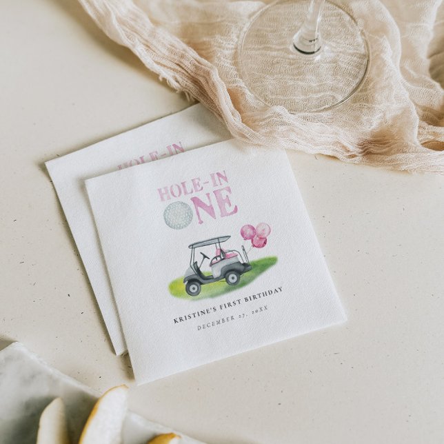 Serviette En Papier Panier de golf rose Trou en un (Créateur téléchargé)