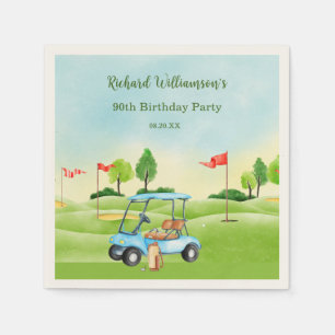 Serviette En Papier Panier de Golf Scénique Personnalisé 90e Anniversa