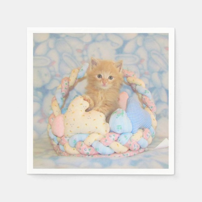 Serviette En Papier Panier de Pâques de Buffington - Chat / Kitten (Devant)