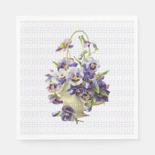 Serviette En Papier Panier en Pansy Violet sur dentelle Eyelet