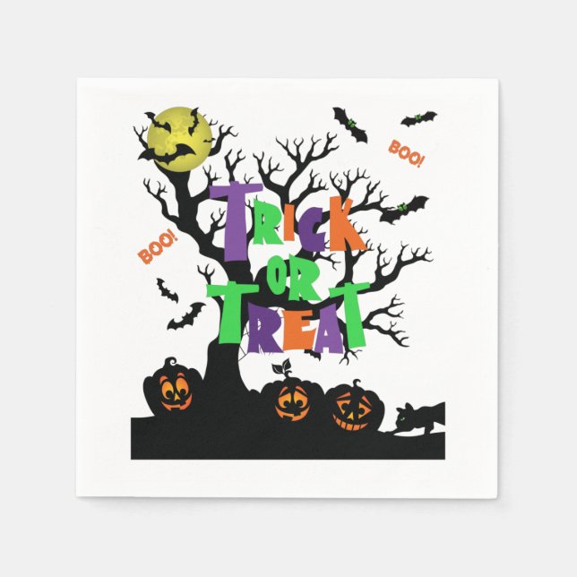 Serviette En Papier Panier Ou Treat Boo 3 Ply Napkins (Devant)