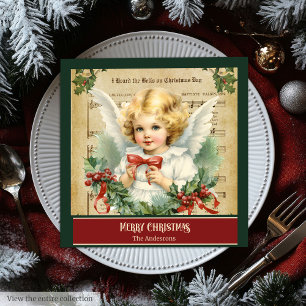 Serviette En Papier Paniers de Noël Rétro Monogramme Angel Table Cadea