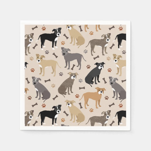 Serviette En Papier Paniers Pitbull et serviettes d'os (Devant)