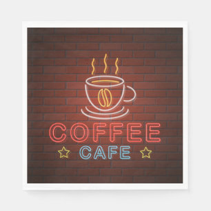 Serviette En Papier Panneau café Neon