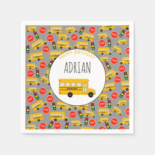 Serviette En Papier Panneau d'arrêt de bus de l'école jaune feu de cir