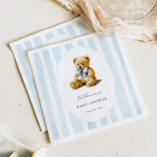 Serviette En Papier Panneau de bienvenue Baby Shower Ours à rayures bl