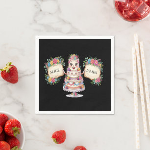 Serviette En Papier Panneau de bienvenue de mariage à gâteau floral pe