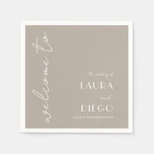 Serviette En Papier Panneau de bienvenue pour mariage simple et neutre