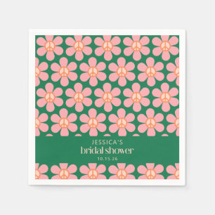 Serviette En Papier Panneau de Paix Fleur Vert rose Fête des mariées p