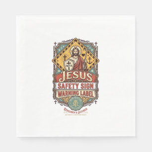 Serviette En Papier Panneau de sécurité Jésus Étiquette d'avertissemen