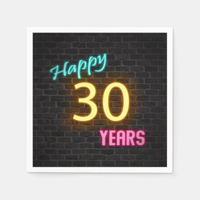 Serviette En Papier panneau lumineux de 30 néons sur mur en brique (Devant)