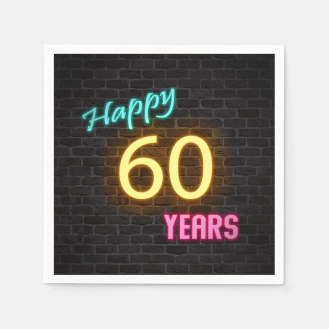 Serviette En Papier panneau lumineux de 60 néons sur mur en brique (Devant)