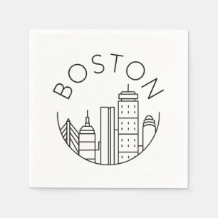 Serviette En Papier Panorama de la ville de Boston, skyline de Boston 