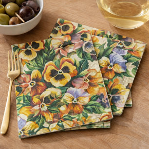 Serviette En Papier Pansy Floral Aquarelle Cottagecore Réception