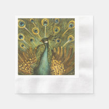 Serviette en papier Paon avec des poules, Theo van