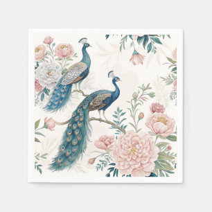 Serviette En Papier Paon Élégant Floral Vintage (6)
