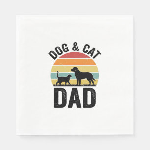 Serviette En Papier Papa Chien et Chat T-Shirt Vintage pour Amoureux d