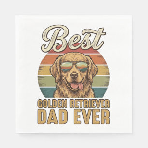 Serviette En Papier Papa Golden Retriever Ever Chemise Vintage Sunset 