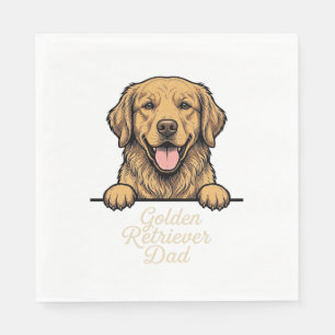 Serviette En Papier Papa Golden Retriever Gravure Vintage