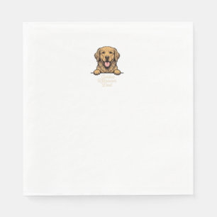 Serviette En Papier Papa Golden Retriever Gravure Vintage