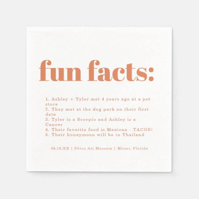 Serviette En Papier Papaya minimal moderne | Fun Facts Mariage (Devant)