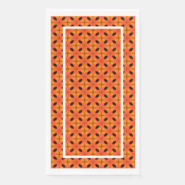 Serviette En Papier Papaya Orange et Black Tropical Motif (Devant)