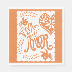 Serviette En Papier Papel Picado Citrus Orange Fiesta Bannière Mariage
