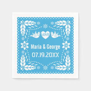 Serviette En Papier Papel picado inséparables bleu mariage fiesta