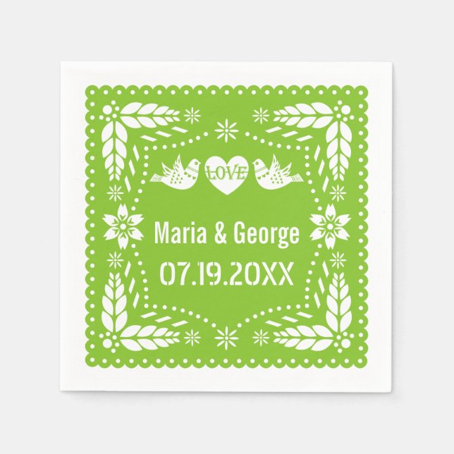 Serviette En Papier Papel picado inséparables citron vert mariage fies (Devant)