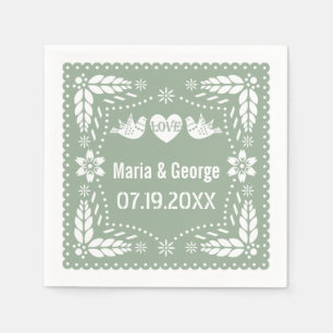 Serviette En Papier Papel picado inséparables sauge vert mariage fiest