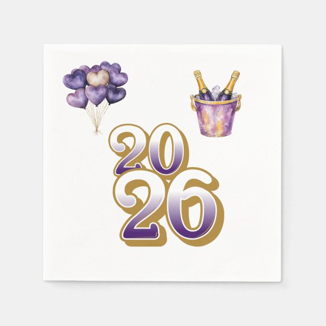Serviette En Papier Paper Napkin-Happy New Year 2026 Tableware Set (Devant)