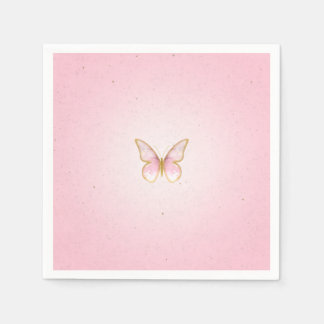 Serviette En Papier Paper napkins Butterfly Gold Rose