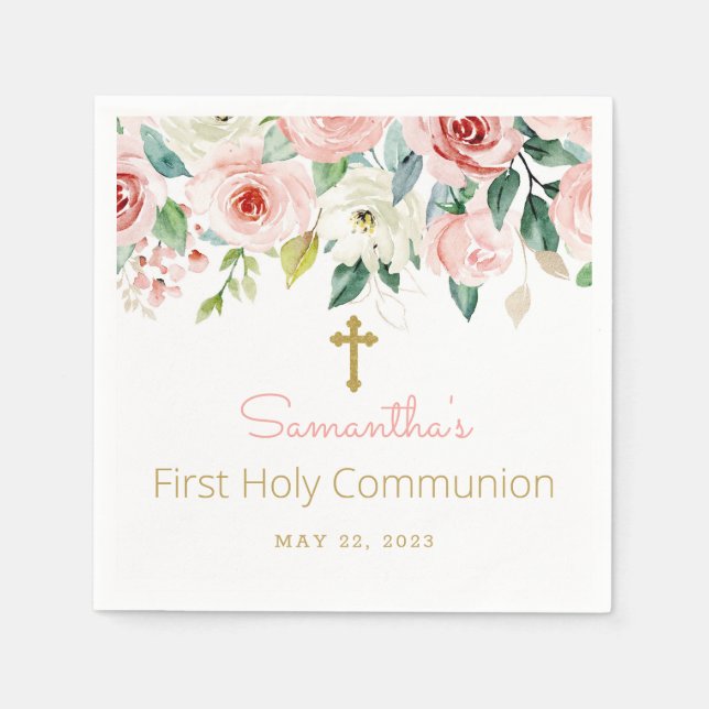 Serviette En Papier Paper napkins for the girl's first communion (Devant)