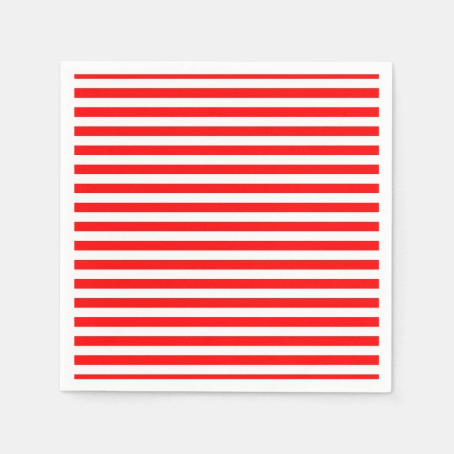 Serviette En Papier Papier à bandes horizontales rouge et blanc de tai (Devant)