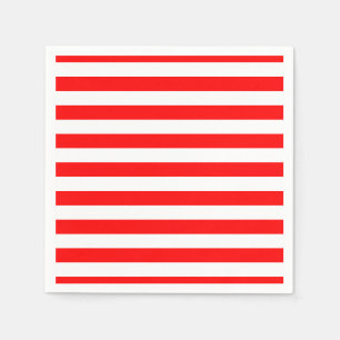 Serviette En Papier Papier à bandes horizontales rouge et blanc grand