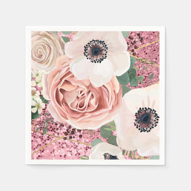 Serviette En Papier Papier à cocktail Napkin Géométrique Jardin Rose G (Devant)