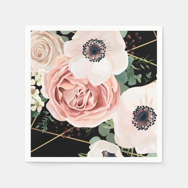 Serviette En Papier Papier à cocktail Napkin Géométrique Rose Jardin N (Devant)