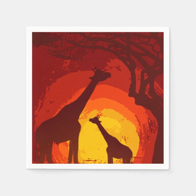 Serviette En Papier Papier à cocktails Napkin African Safari Giraffe S (Devant)