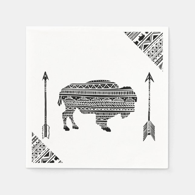 Serviette En Papier Papier à cocktails Napkin Boho Buffalo Motif triba (Devant)