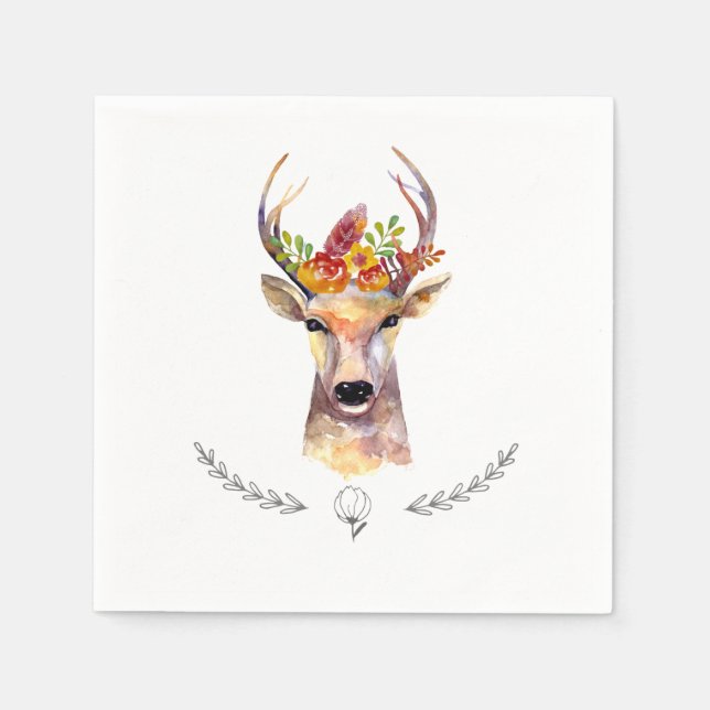Serviette En Papier Papier à cocktails Napkin boho cerf Buck Head Brow (Devant)