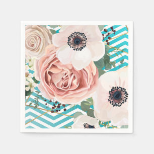 Serviette En Papier Papier à cocktails Napkin Rose géométrique Chevron