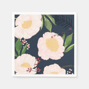 Serviette En Papier Papier à cocktails Napkine Fleurs florales blanche