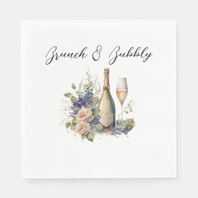 Serviette En Papier Papier à Fête des mariées de Champagne Floral (Devant)