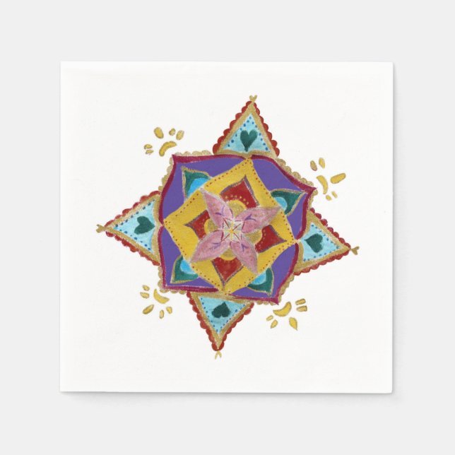 Serviette En Papier Papier à fleurs Mandala (Devant)