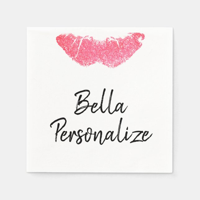 Serviette En Papier Papier à lèvres tache rose lèvre (Devant)