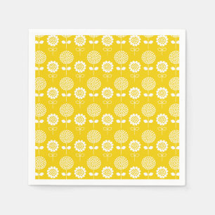 Serviette En Papier Papier à motifs floraux jaune et blanc