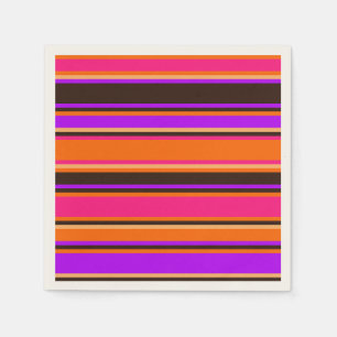 Serviette En Papier Papier à rayures orange, magenta et violet