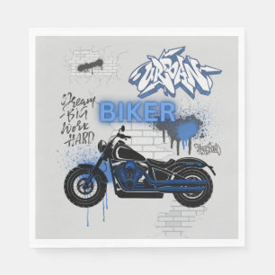 Serviette En Papier Papier à serviette bleu et gris pour moto