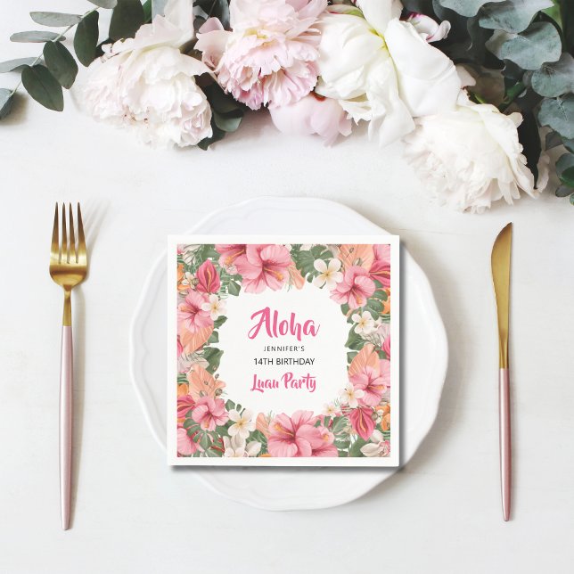 Serviette En Papier Papier Aloha Tropical Hibiscus Luau pour Anniversa (Créateur téléchargé)