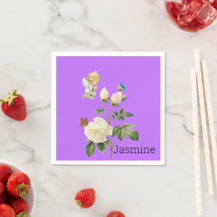 Serviette En Papier Papier, Ange Floral Violet